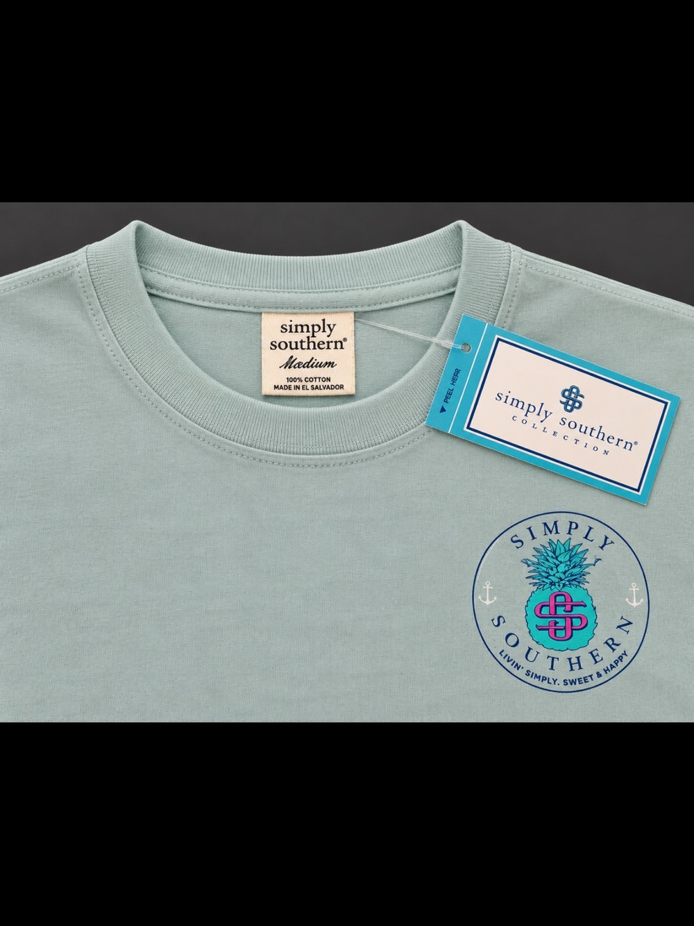 Simply Southern Mint Green Short Sleeve Tee with Pineapple Chest Graphic